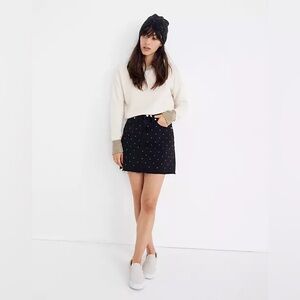 Current/Elliot EUC Polka Dots Denim Mini Skirt Raw Hem Size 26 High Waist Dotted